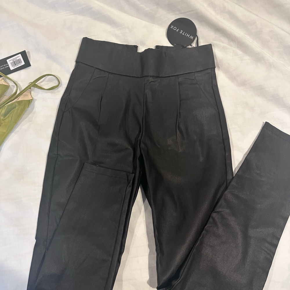 High waisted faux leather pants